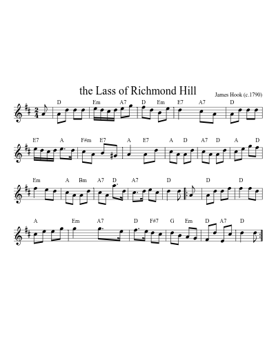 the Lass of Richmond Hill (Version 2)
