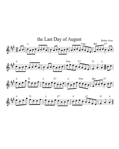 the Last Day of August (Version 2) sheet music preview