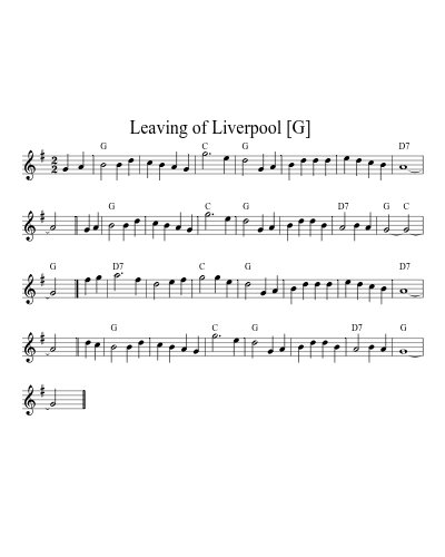 Leaving of Liverpool  [G] sheet music preview
