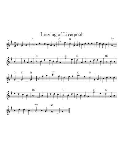 Leaving of Liverpool (Version 2) sheet music preview