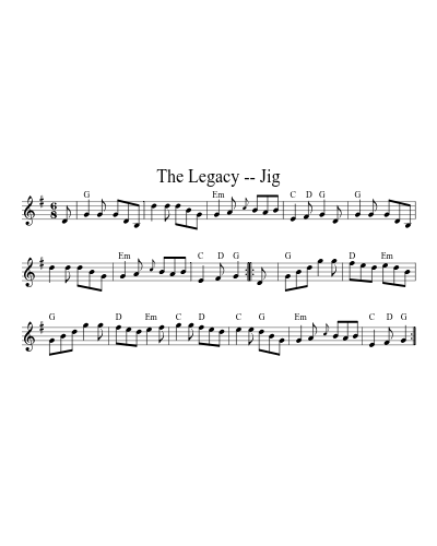 The Legacy -- Jig (Version 2) sheet music preview