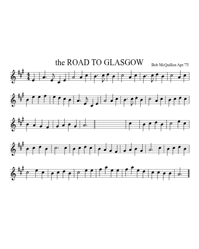 the ROAD TO GLASGOW sheet music preview