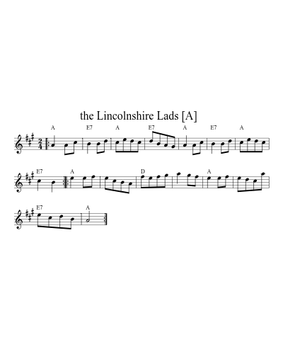 the Lincolnshire Lads   [A] (Version 3) sheet music preview