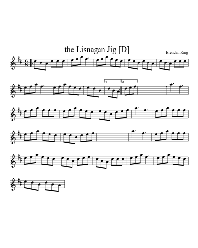 the Lisnagan Jig   [D] (Version 2) sheet music preview