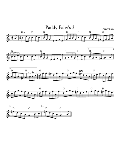 Paddy Fahy's 3 sheet music preview