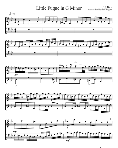 Little Fugue in G Minor (Version 9) sheet music preview