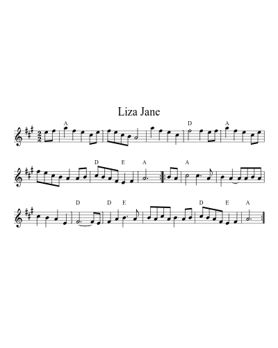Liza Jane (Version 8) sheet music preview