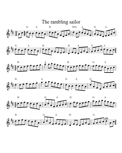 The rambling sailor sheet music preview