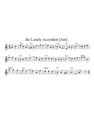 The Lonely Accordion  [Am] (Version 5) sheet music preview