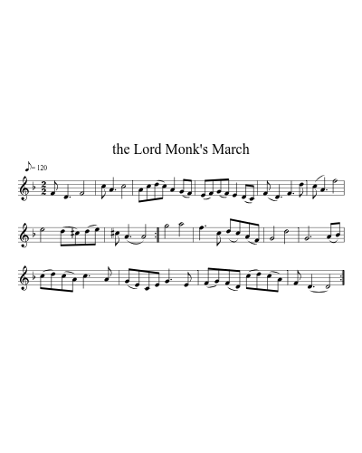 the Lord Monk's March sheet music preview