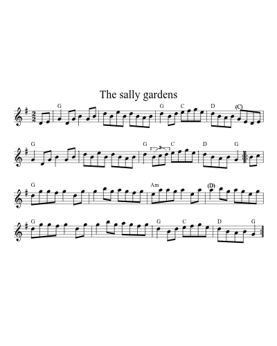 The Sally Gardens (Version 2) sheet music preview
