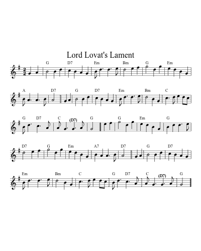Lord Lovat's Lament (Version 7)
