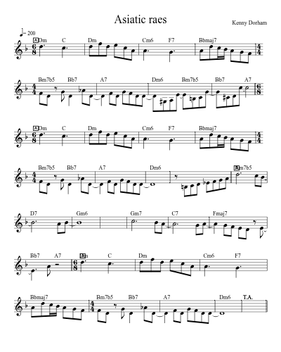 Asiatic raes (Version 2) sheet music preview