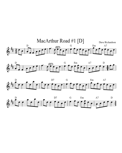 MacArthur Road #1  [D] (Version 2) sheet music preview