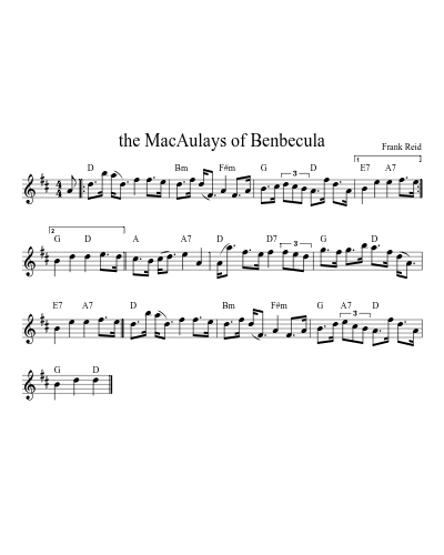 the MacAulays of Benbecula (Version 2) sheet music preview