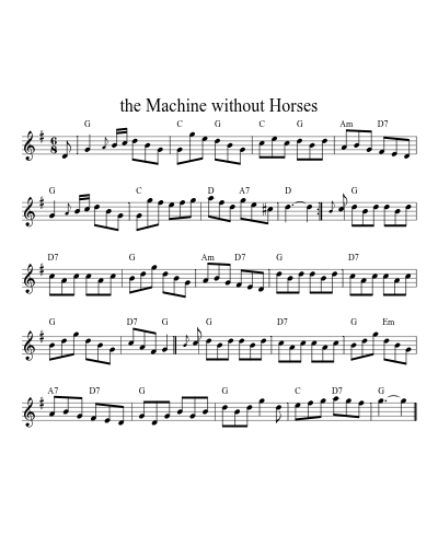 the Machine without Horses sheet music preview