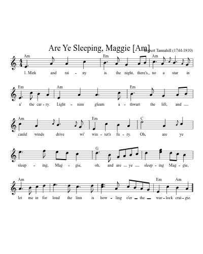 Are Ye Sleeping, Maggie   [Am] (Version 2)