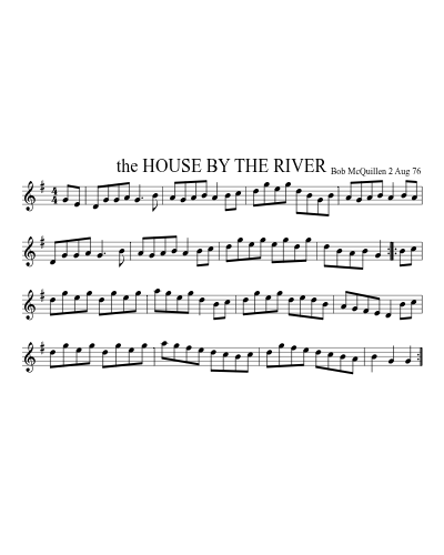the HOUSE BY THE RIVER sheet music preview