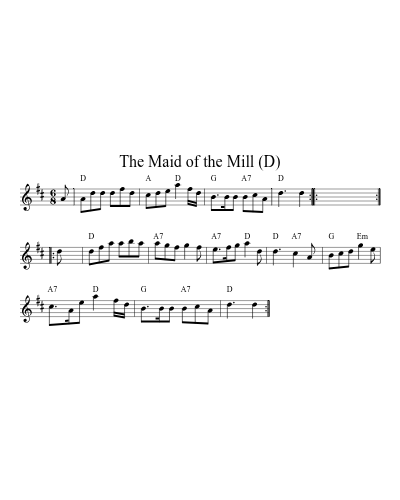 The Maid of the Mill (D) (Version 2) sheet music preview