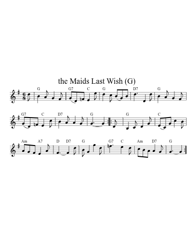 the Maids Last Wish  (G) sheet music preview