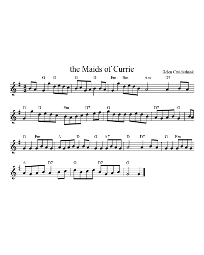 the Maids of Currie sheet music preview