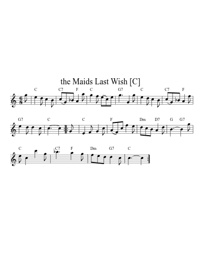the Maids Last Wish  [C] (Maids Last Wish) sheet music preview