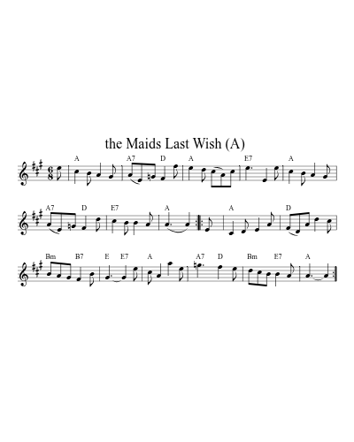 the Maids Last Wish  (A) (Version 3) sheet music preview