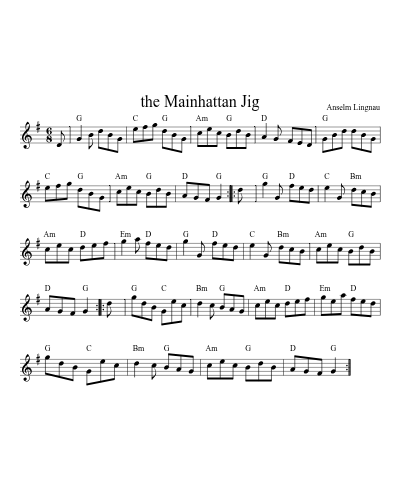 the Mainhattan Jig (Version 2) sheet music preview