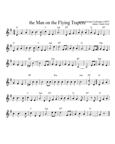 the Man on the Flying Trapeze (Version 6) sheet music preview