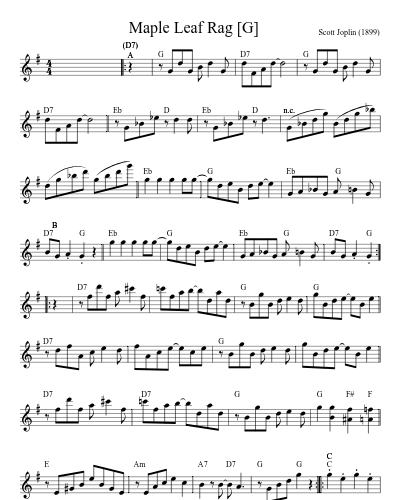 Maple Leaf Rag    [G] (Version 2)