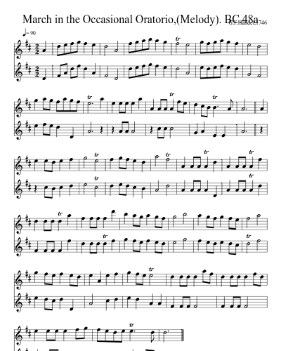 March in the Occasional Oratorio,(Melody). BC.48a preview