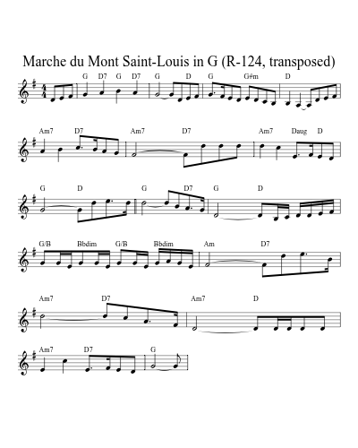 Marche du Mont Saint-Louis in G (R-124, transposed) (Version 2)