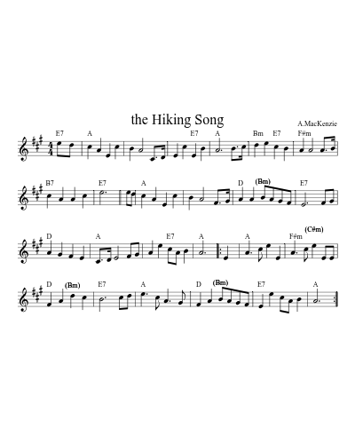the Hiking Song sheet music preview