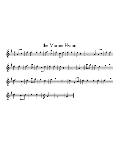 the Marine Hymn sheet music preview