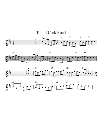 Top of Cork Road sheet music preview