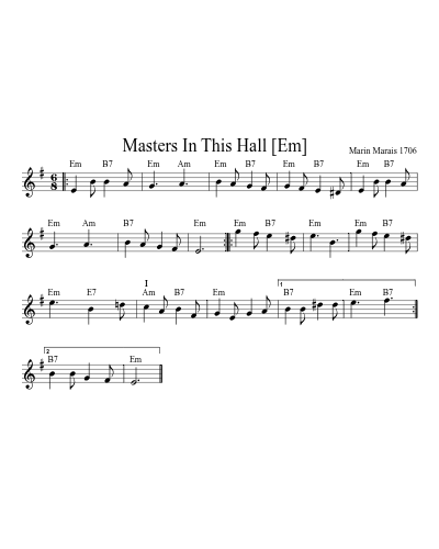 Masters In This Hall   [Em] (Version 5) sheet music preview