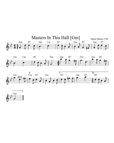 Masters In This Hall   [Gm] (Version 11) sheet music preview