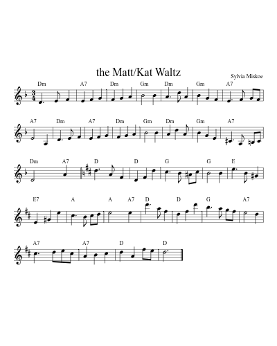 the Matt/Kat Waltz (Version 2) sheet music preview