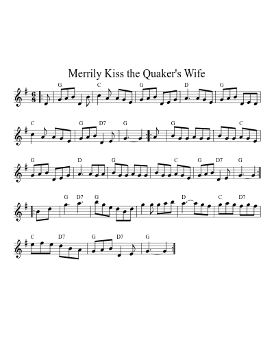 Merrily Kiss the Quaker's Wife sheet music preview