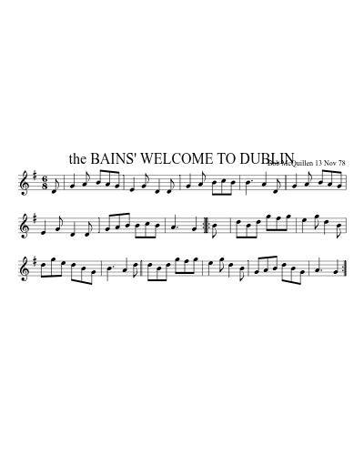 the BAINS' WELCOME TO DUBLIN