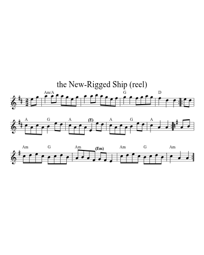 the New-Rigged Ship (reel) sheet music preview