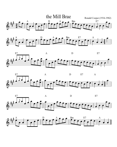 the Mill Brae sheet music preview