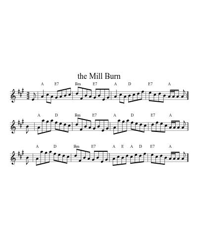 The mill burn (Version 3) sheet music preview