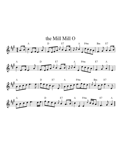 the Mill Mill O (Version 8) sheet music preview