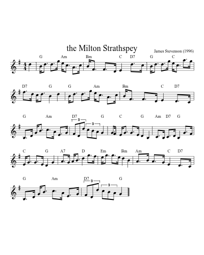 the Milton Strathspey (Version 5) sheet music preview