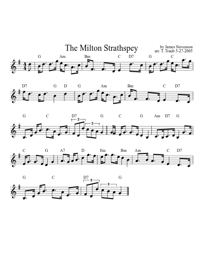 the Milton Strathspey (Version 8) sheet music preview
