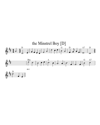 the Minstrel Boy   [D] (Version 2)