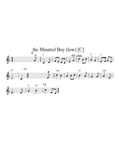 the Minstrel Boy (low)   [C] (Version 4)