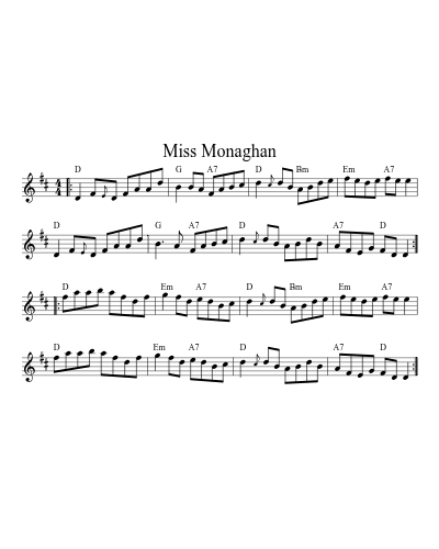 Miss Monaghan (Version 8) sheet music preview