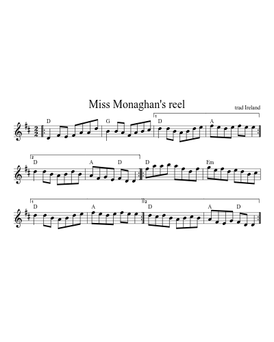 Miss Monaghan's reel sheet music preview